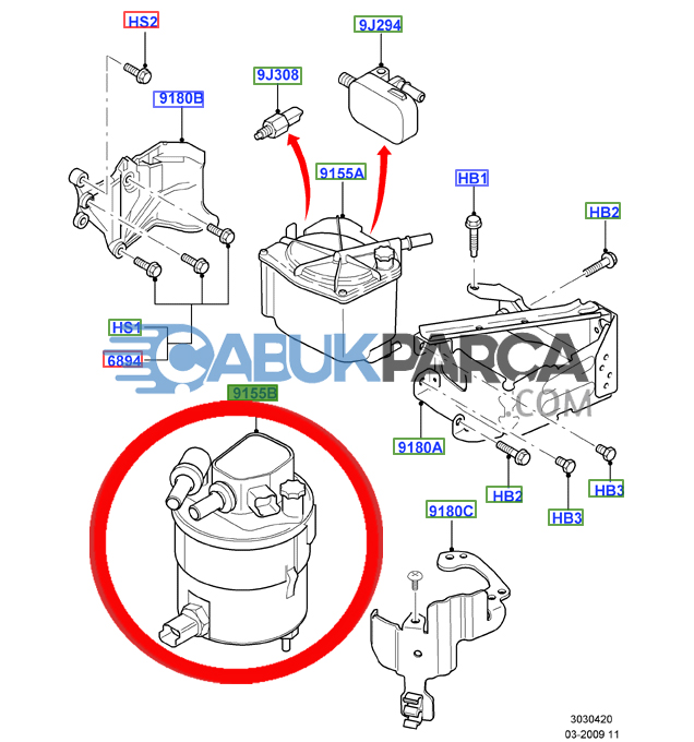 5m5q 9155 AA FOCUS MAZOT FİLTRESİ